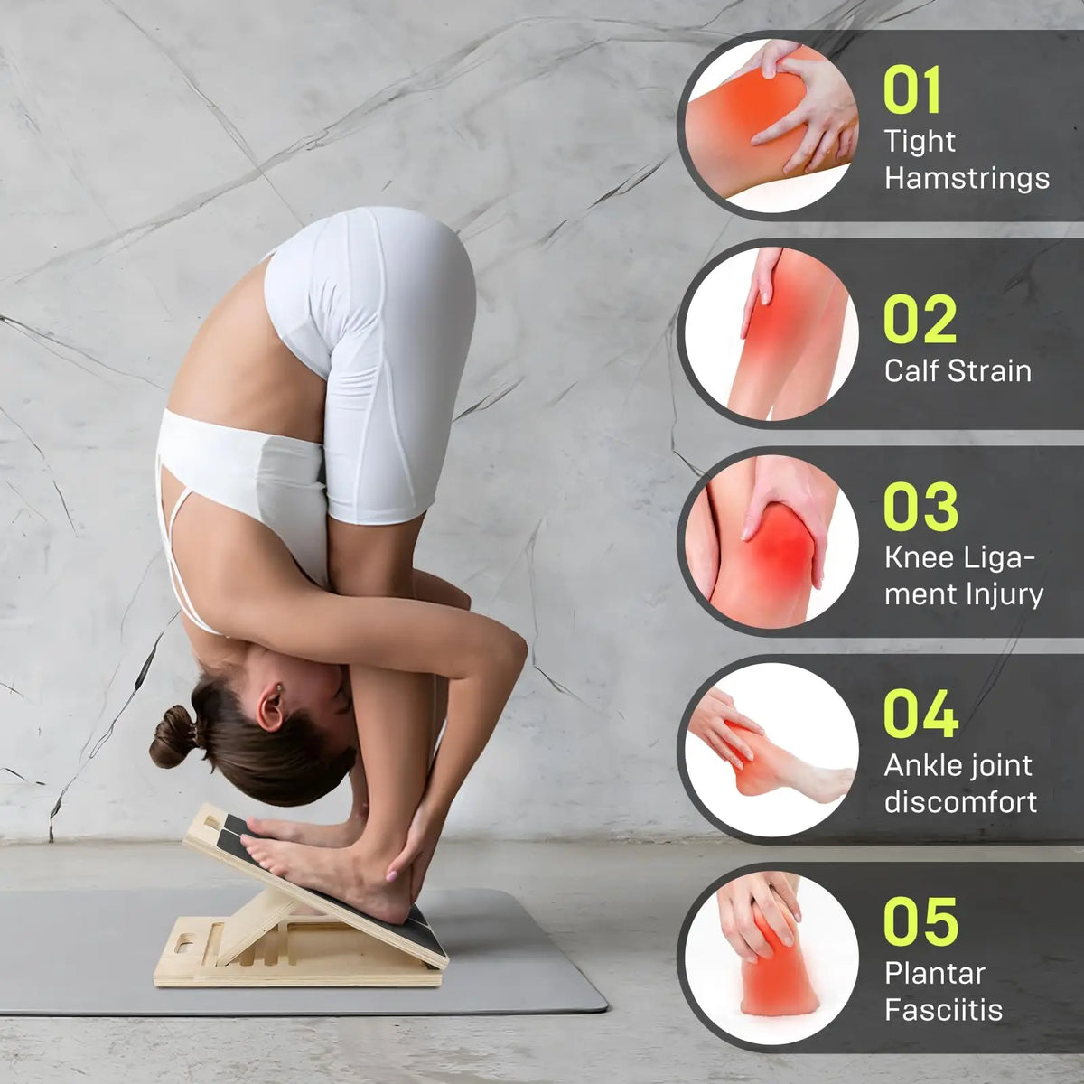 Wooden Adjustable Slant Board for Calf Stretching & Squats