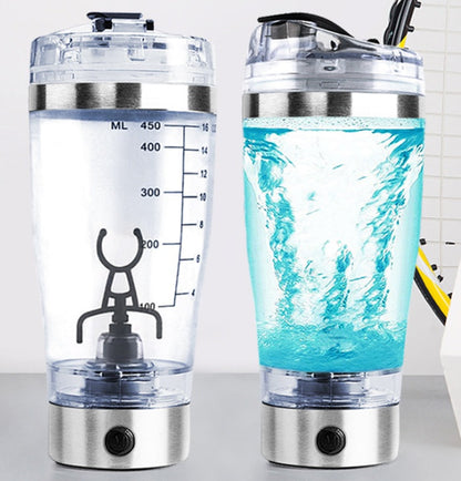 Two hydrogen water bottles with measurement markings on a white background