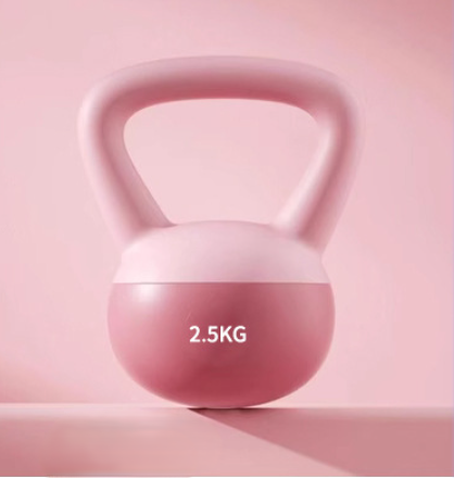 Pink 2.5 kg soft adjustable kettlebell with an ergonomic handle and sand-filled design, ideal for beginner strength training, home workouts, functional fitness, mobility exercises, and low-impact cardio.