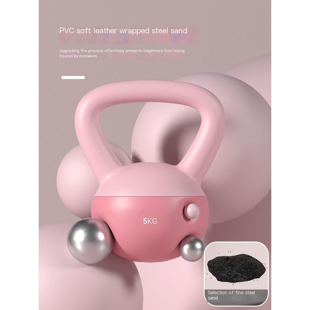 Pink 5 kg soft adjustable kettlebell with an ergonomic handle and durable sand-filled construction, designed for home strength training, functional fitness, cardio workouts, and floor-friendly exercise.