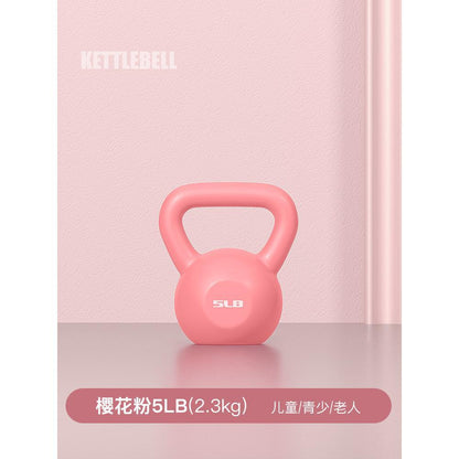 Pink 5 lb (2.3 kg) soft adjustable kettlebell with an ergonomic handle and sand-filled design, ideal for beginner strength training, youth fitness, senior exercise, rehabilitation, mobility work, and home workouts.