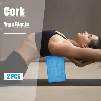 Halloscume Cork Yoga Blocks 2 Pack High Density Non Slip Teal Color