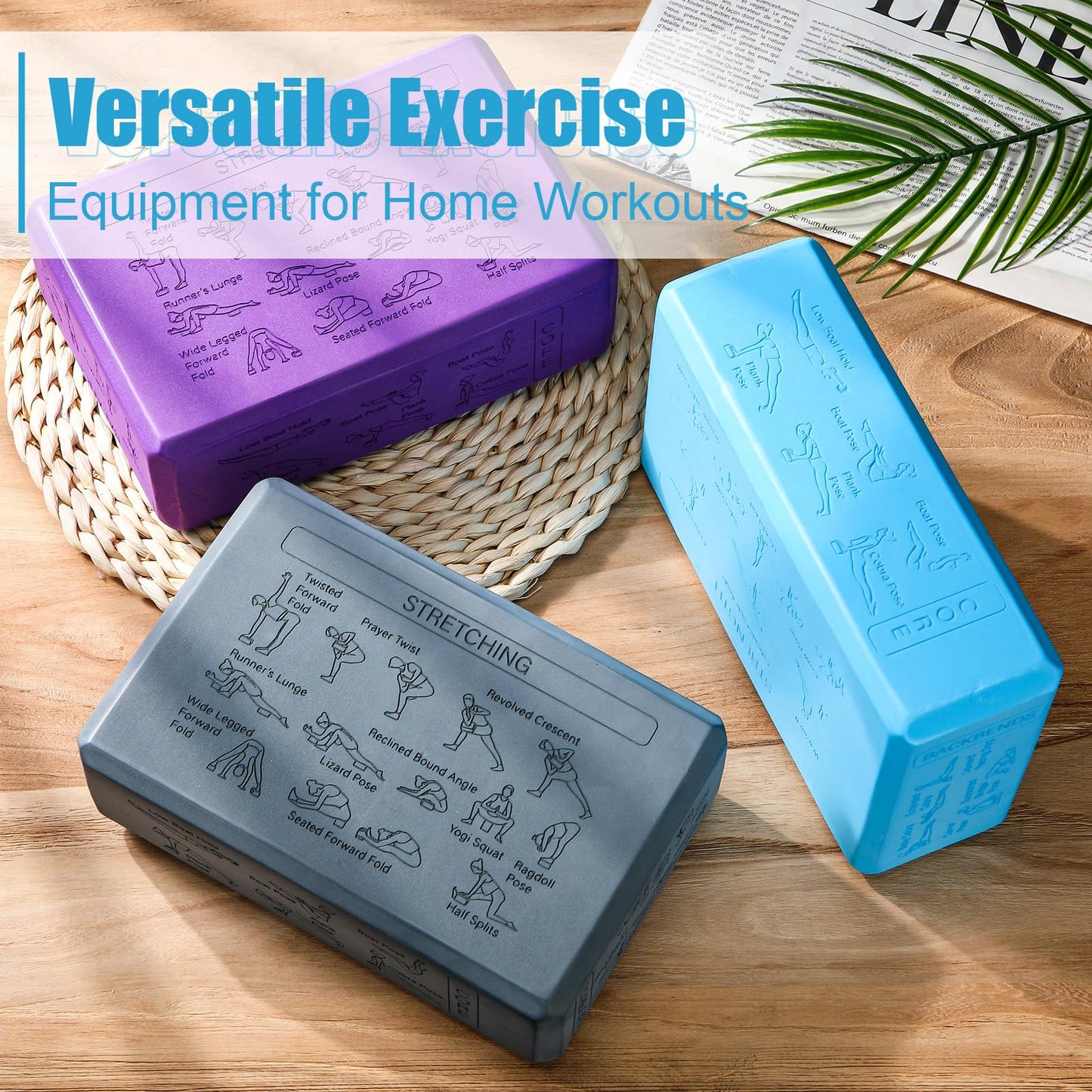 Halloscume Cork Yoga Blocks 2 Pack High Density Non Slip Teal Color