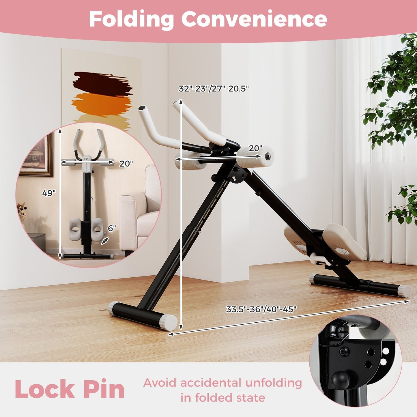 Adjustable Abdominal Trainer Ab Workout Machine Foldable Ab Cruncher