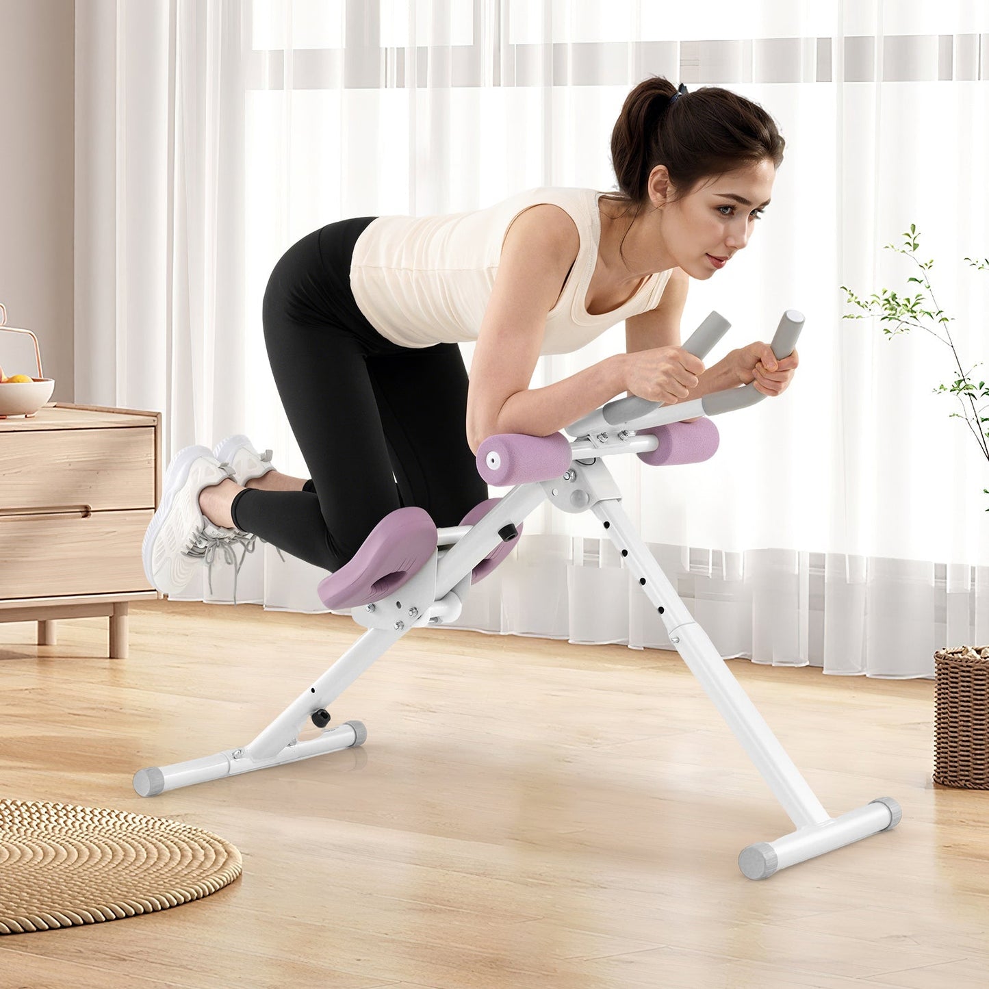 Adjustable Abdominal Trainer Ab Workout Machine Foldable Ab Cruncher