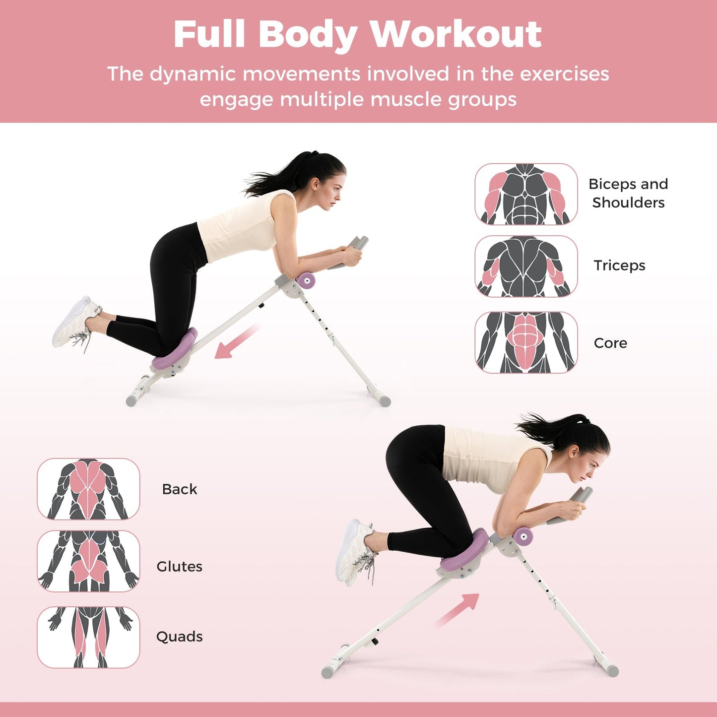 Adjustable Abdominal Trainer Ab Workout Machine Foldable Ab Cruncher