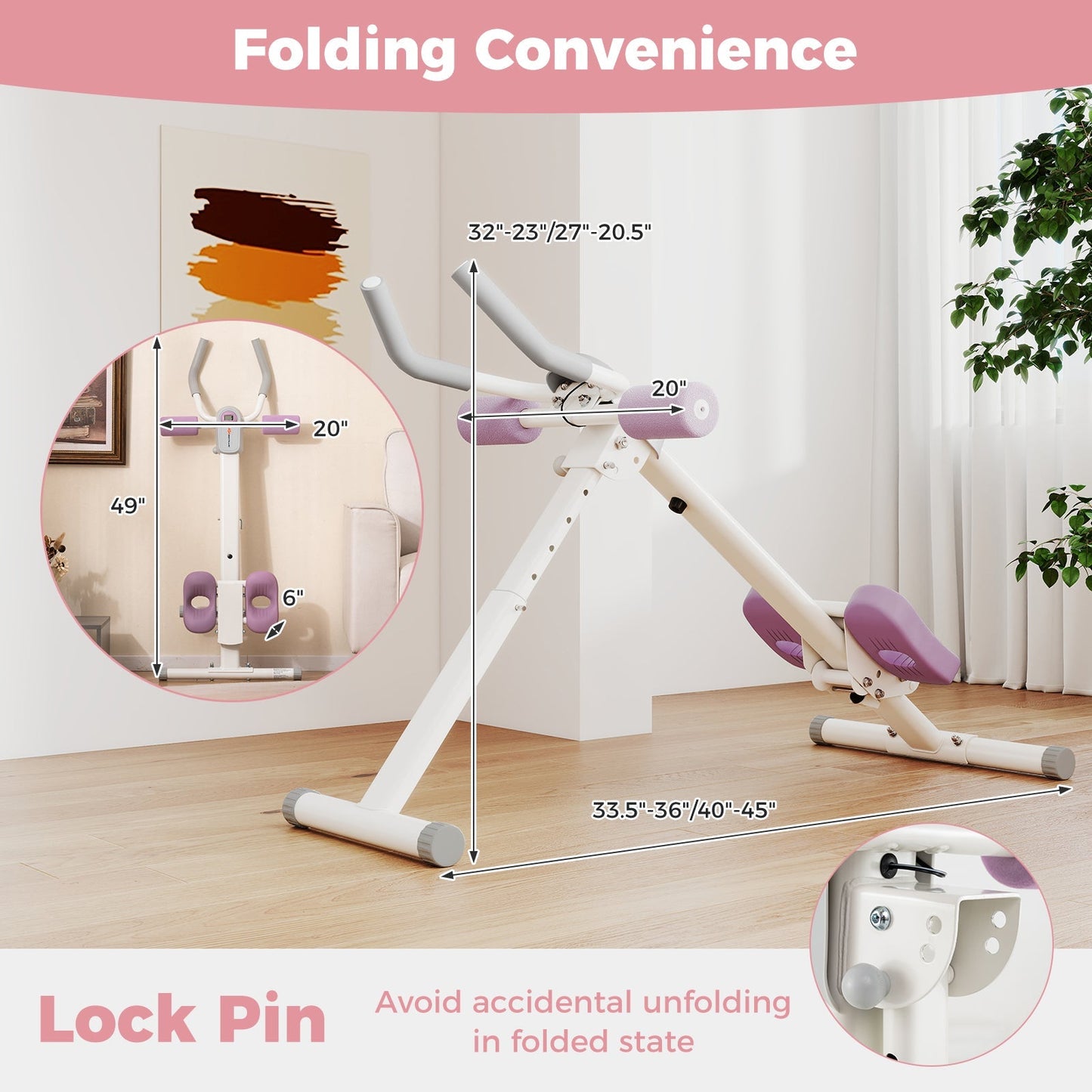 Adjustable Abdominal Trainer Ab Workout Machine Foldable Ab Cruncher