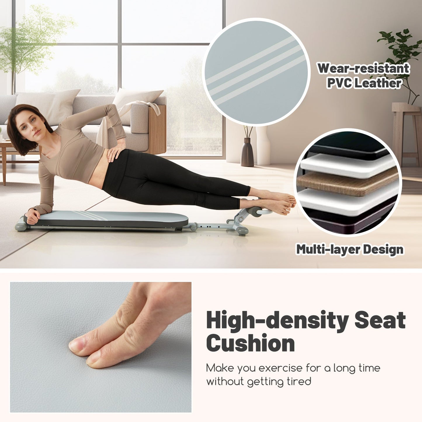 Multifunctional Sit Up Bench Workout Bench with 3 Gear Adjustable Angles and Adjustable Length
