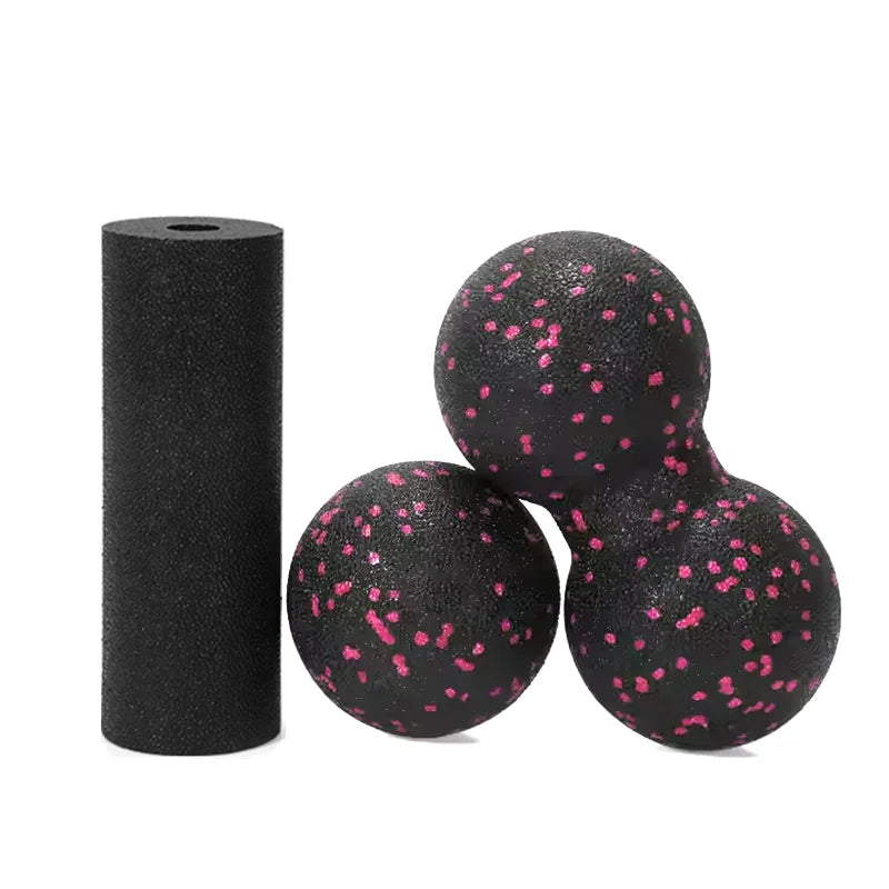Yoga Peanut Ball Set | Massage Balls and Foam Block for Muscle Recovery