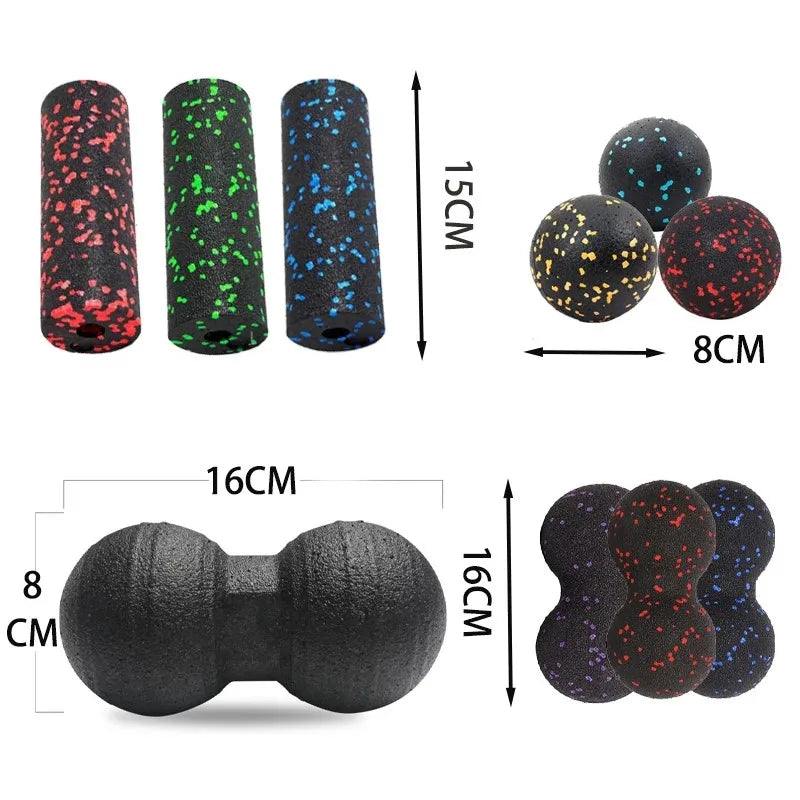 Yoga Peanut Ball Set | Massage Balls and Foam Block for Muscle Recovery