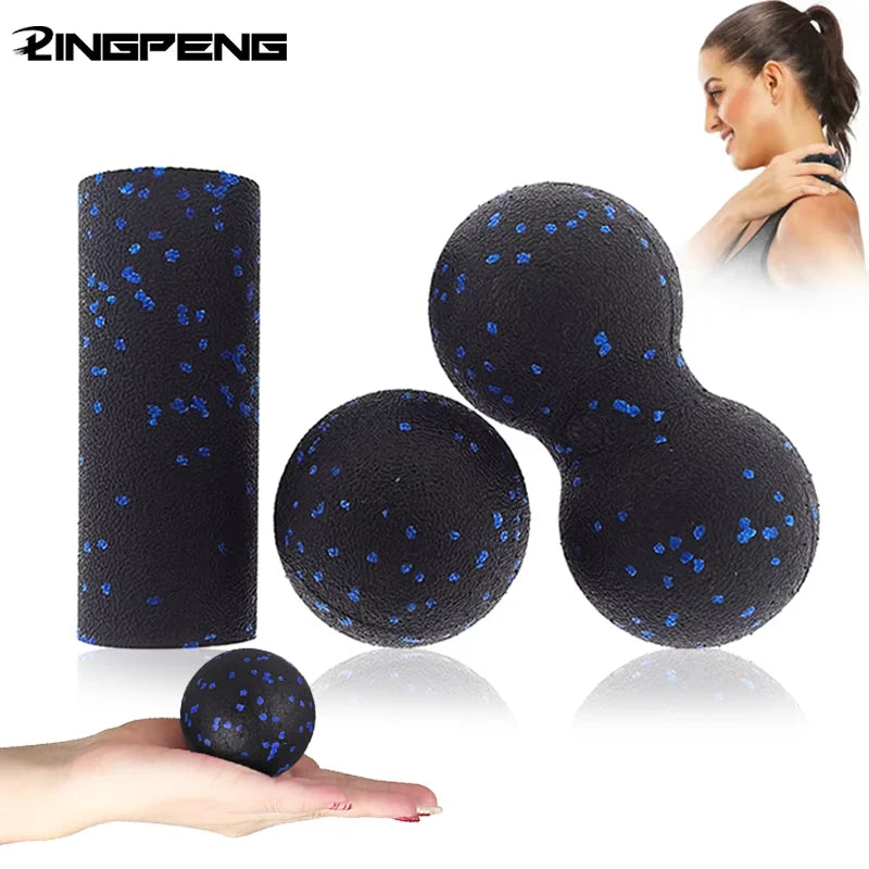 Yoga Peanut Ball Set | Massage Balls and Foam Block for Muscle Recovery