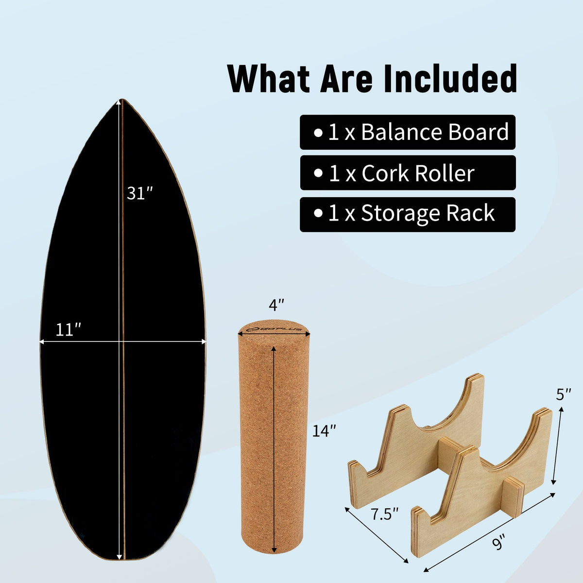 Wooden Balance Board & Cork Roller – Balance, Core & Stability Trainer