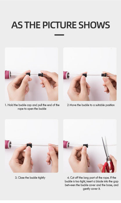 Step-by-step guide showing how to adjust the cable length on an adjustable speed jump rope for a customized fit before exercise.