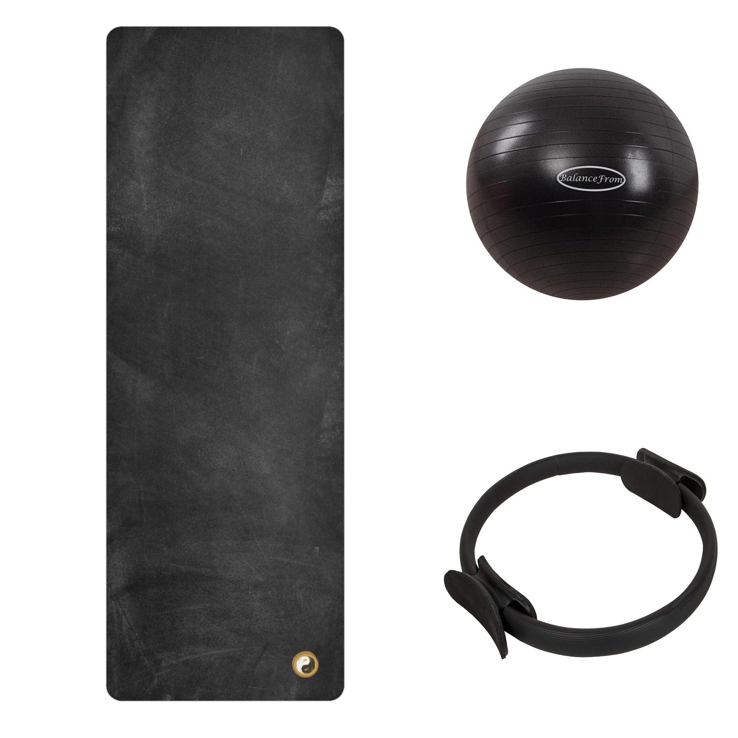 Studio Pilates Accessories Bundle -  PersonalHour Rubber Yoga Mat + Pilates Ring + Pilates Ball - ACB001