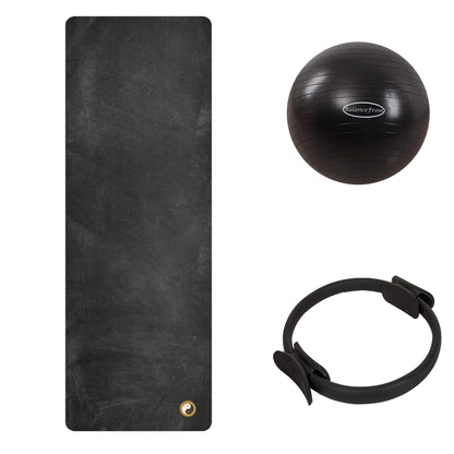 Studio Pilates Accessories Bundle -  PersonalHour Rubber Yoga Mat + Pilates Ring + Pilates Ball - ACB001