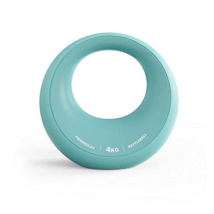 Light blue 4 kg ergonomic adjustable dumbbell with a circular easy-grip design on a white background, ideal for home strength training and resistance workouts.