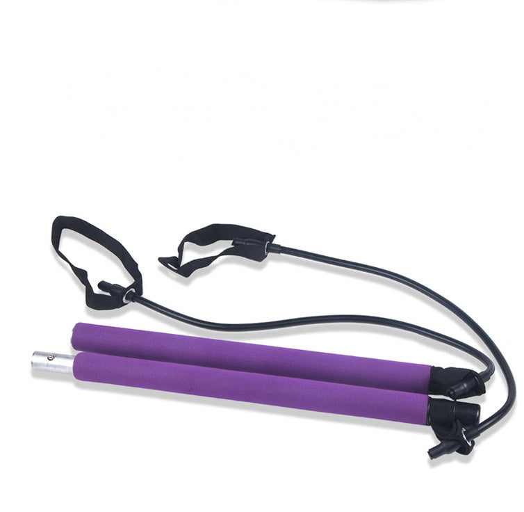 Portable Pilates bar resistance band training kit with detachable exercise bar, resistance bands, and adjustable foot straps for full-body home workouts, Pilates, stretching, and strength training.