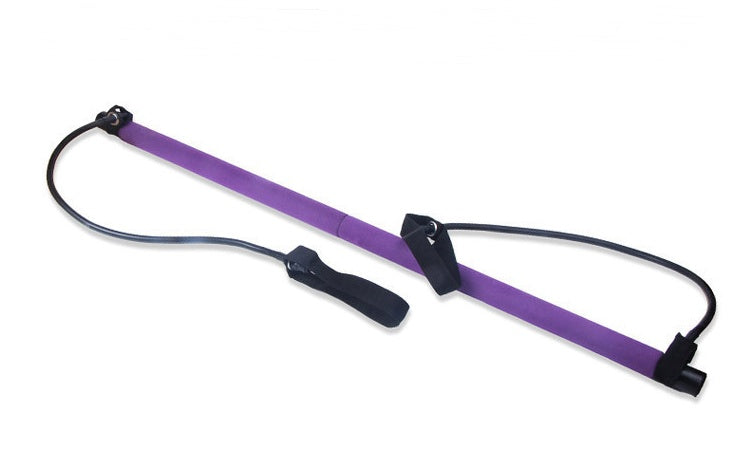 Portable Pilates bar with resistance bands, foam handles, and adjustable straps for full-body strength training, stretching, Pilates, and home fitness workouts.